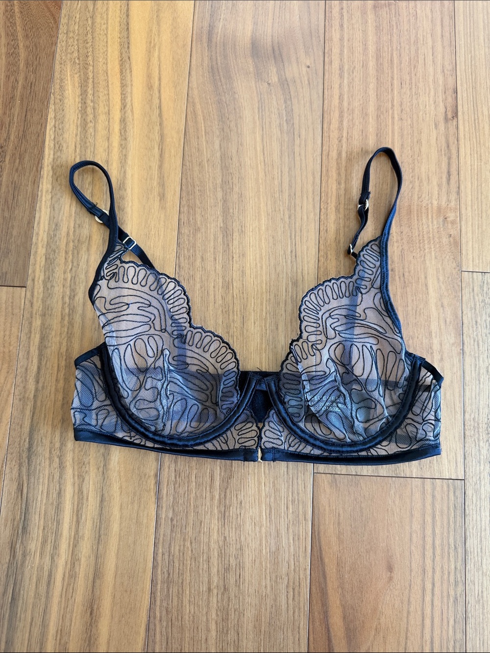 Bluebella Sheer Black Embroidered Underwire Bra
